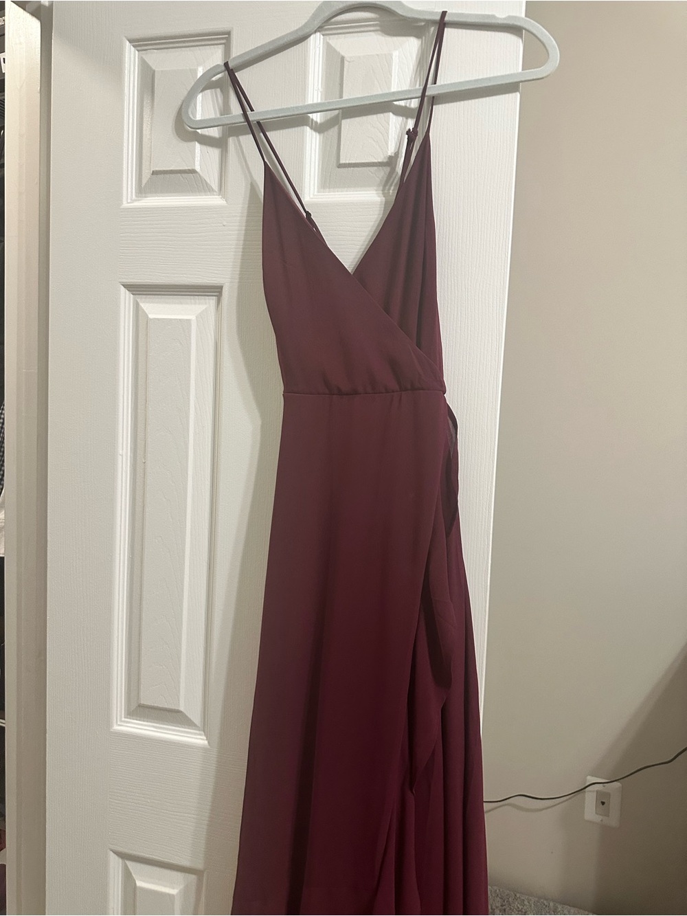 Lulu's Burgundy Strapless Wrap Maxi Dress